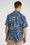 Back image of a model wearing the Aop lyocell s/s shirt in blue, by brand Lindbergh
