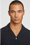Front image of a model wearing the Casual linen blend resort shirt in black, by brand Lindbergh