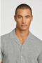 Front image of a model wearing the Casual linen blend resort shirt in khaki, by brand Lindbergh