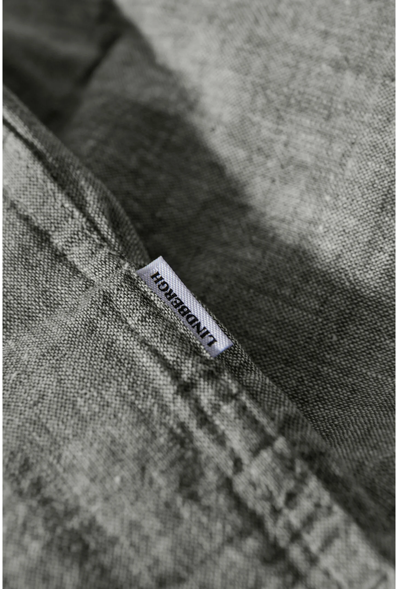 Detail image of Casual linen blend resort shirt in khaki, by brand Lindbergh