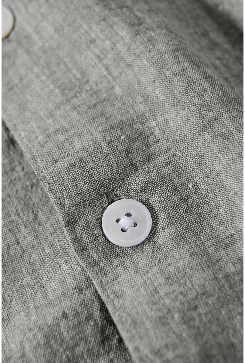 Detail image of Casual linen blend resort shirt in khaki, by brand Lindbergh