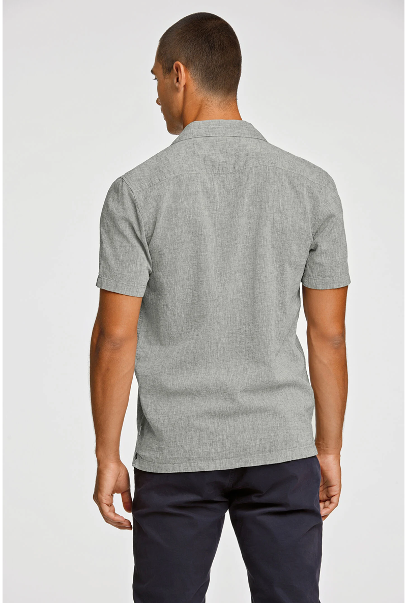 Back image of a model wearing Casual linen blend resort shirt in khaki, by brand Lindbergh