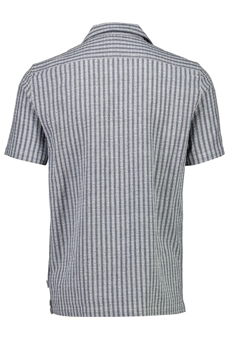 Back image of Cotton structure s/s shirt in grey, by brand Lindbergh