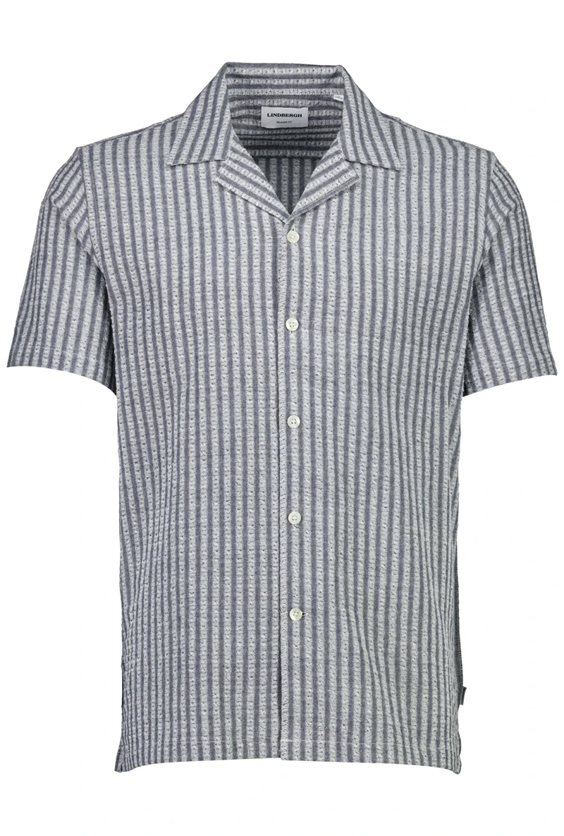 Front image of Cotton structure s/s shirt in grey, by brand Lindbergh