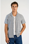 Front image of a model wearing Cotton structure s/s shirt in grey, by brand Lindbergh