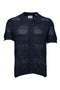 Front image of the Crochet s/s shirt in navy, by brand Lindbergh