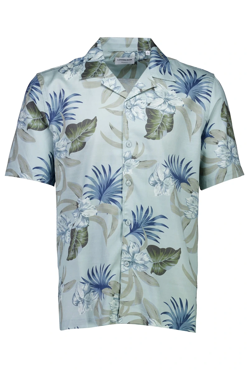 Front image of Floral lyocell blend shirt in aqua, by brand Lindbergh
