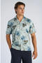 Front image of a model wearing Floral lyocell blend shirt in aqua, by brand Lindbergh