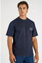 Front image of a model wearing Lemon squeezy oversize t in navy, by brand Lindbergh
