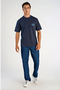 Front image of a model wearing the Lemon squeezy oversize t in navy, by brand Lindbergh