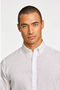 Front detail image of a model wearing the Linen/cotton ls shirt in white, by brand Lindbergh
