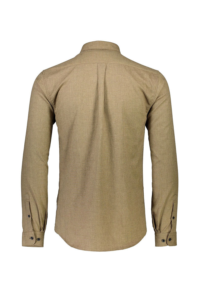 Back image of Lindbergh mouline stretch l/s shirt in brown, by brand Lindbergh