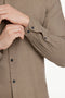 Detail image of the Lindbergh mouline stretch l/s shirt in brown, by brand Lindbergh