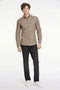 Front image of a model wearing the Lindbergh mouline stretch l/s shirt in brown, by brand Lindbergh