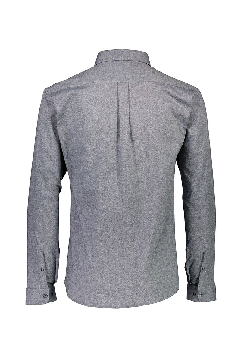 Back image of Lindbergh mouline stretch l/s shirt in black, by brand Lindbergh