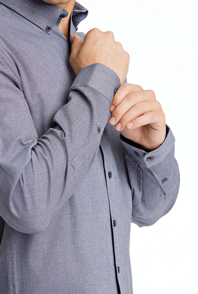 Detail image of Lindbergh mouline stretch l/s shirt in black, by brand Lindbergh