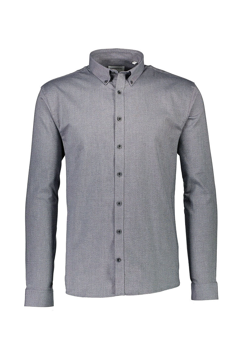 Front image of Lindbergh mouline stretch l/s shirt in black, by brand Lindbergh