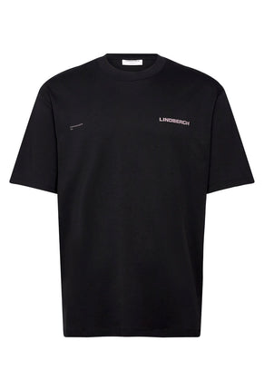 Front image of O neck logo oversized tshirt in black, by brand Lindbergh