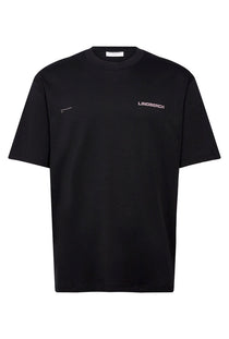 Front image of the O neck logo oversized tshirt in black, by brand Lindbergh