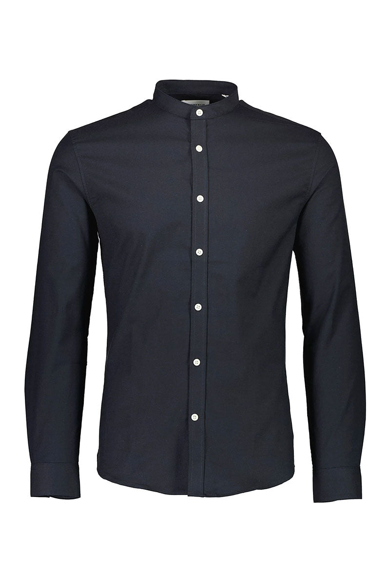 Front image of Lindbergh oxford superflex l/s shirt in black, by brand Lindbergh