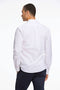 Back image of a model wearing the Lindbergh oxford superflex l/s shirt in white, by brand Lindbergh