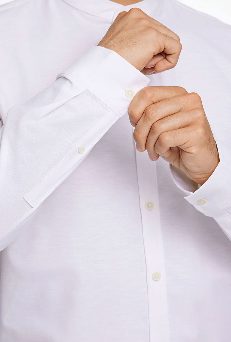 Detail image of Lindbergh oxford superflex l/s shirt in white, by brand Lindbergh