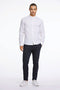 Front image of a model wearing the Lindbergh oxford superflex l/s shirt in white, by brand Lindbergh