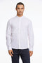 Front image of a model wearing Lindbergh oxford superflex l/s shirt in white, by brand Lindbergh