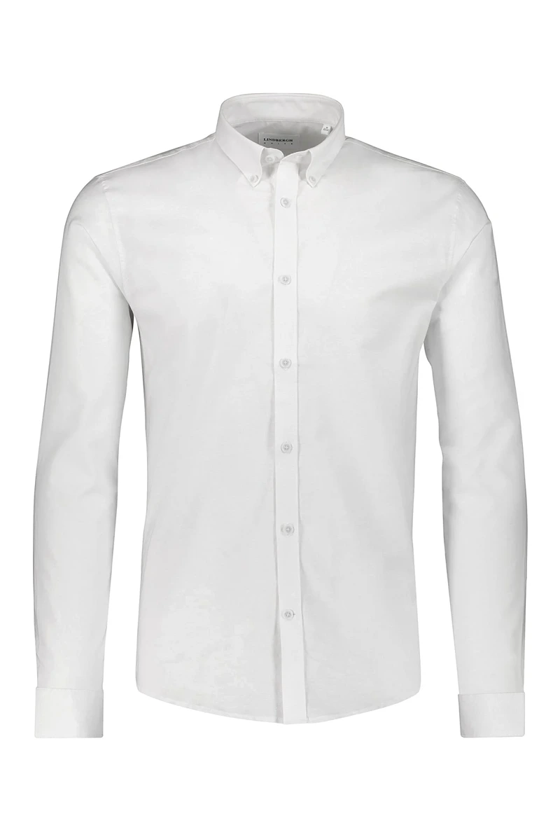 Front image of Oxford superflex l/s shirt in white, by brand Lindbergh