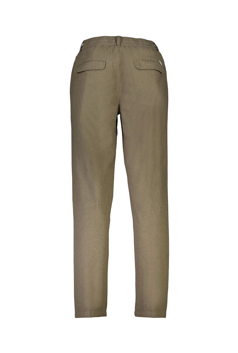 Back image of Relaxed fit linen trousers in khaki, by brand Lindbergh