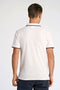 Back image of a model wearing the S/s contrast polo in white, by brand Lindbergh