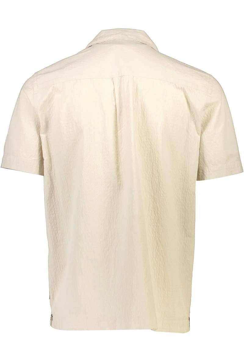 Back image of Seersucker s/s shirt in beige, by brand Lindbergh