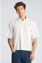 Front image of a model wearing Solid dobby s/s shirt in white, by brand Lindbergh