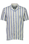 Front image of the Striped s/s shirt in blue, by brand Lindbergh