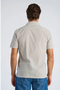 Back image of a model wearing the Striped seersucker shirt in stripe, by brand Lindbergh