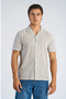 Front image of a model wearing Striped seersucker shirt in stripe, by brand Lindbergh