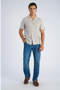 Front image of a model wearing the Striped seersucker shirt in stripe, by brand Lindbergh