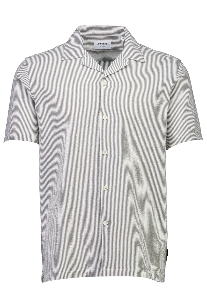 Front image of Striped seersucker shirt in stripe, by brand Lindbergh