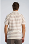 Back image of a model wearing the Striped structure s/s shirt in brown, by brand Lindbergh