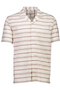 Front image of the Striped structure s/s shirt in brown, by brand Lindbergh