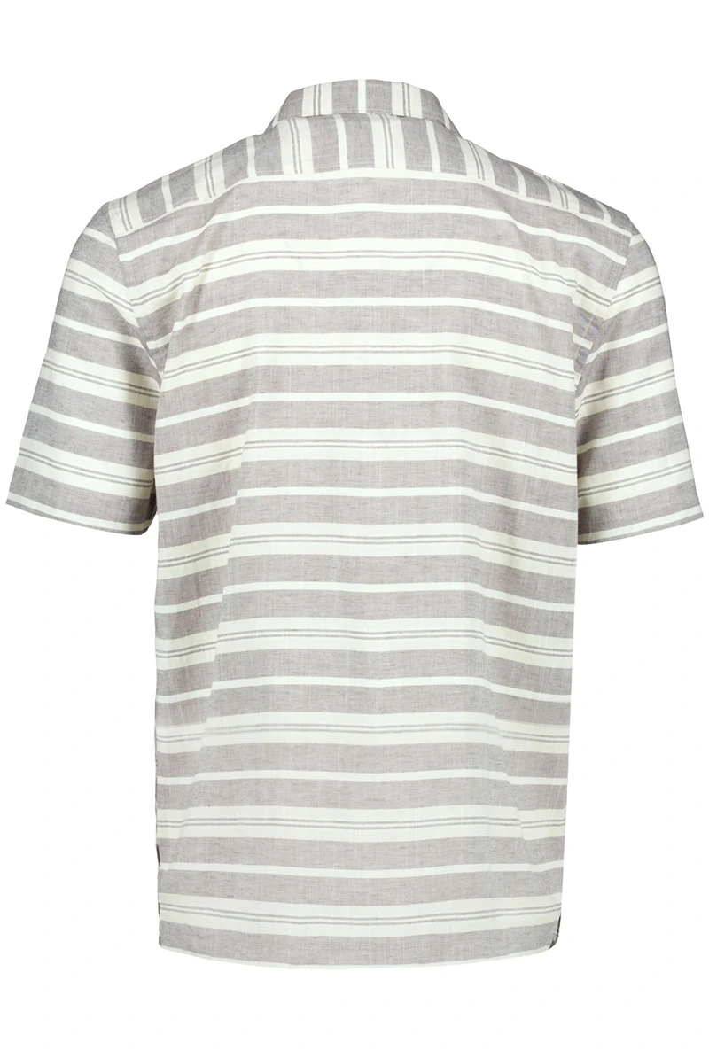 Back image of Striped structure s/s shirt in sand, by brand Lindbergh