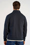 Back image of a model wearing the Lindbergh sweat cardigan in navy, by brand Lindbergh