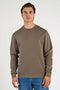 Front image of a model wearing Lindbergh sweatshirt in brown, by brand Lindbergh
