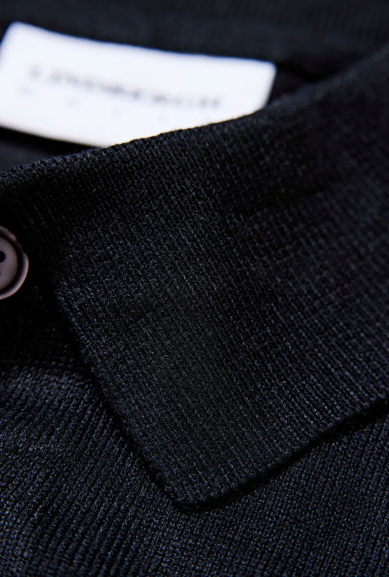 Front image of Ecovero ls polo in black, by brand Lindbergh