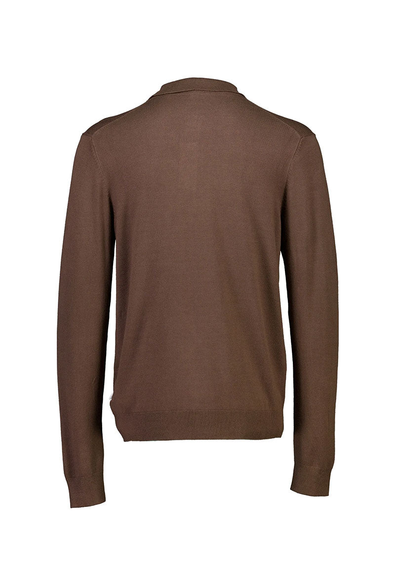 Back image of Ecovero ls polo in brown, by brand Lindbergh