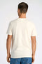 Back image of a model wearing the Embroidery ss tshirt in off white, by brand Lindbergh