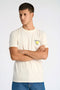 Front image of a model wearing Embroidery ss tshirt in off white, by brand Lindbergh