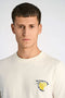 Front image of a model wearing the Embroidery ss tshirt in off white, by brand Lindbergh
