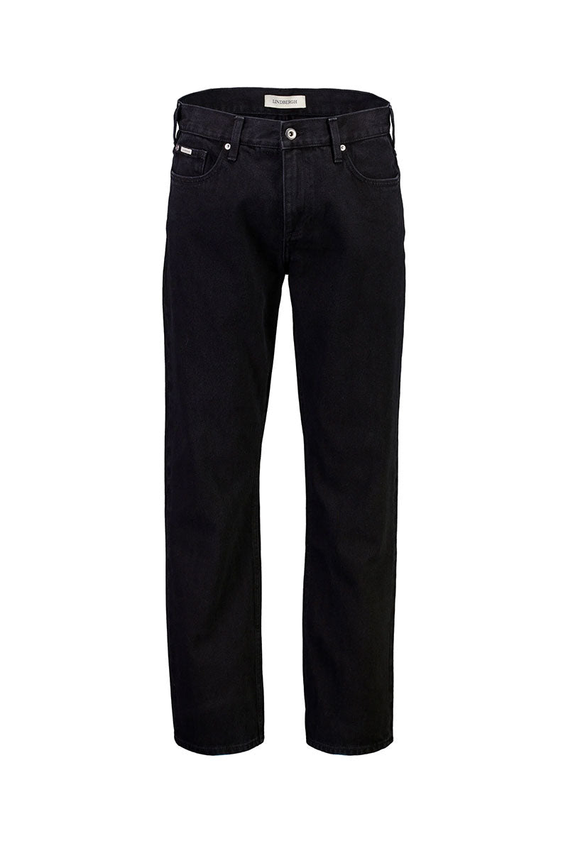 Front image of Loose fit jeans in black, by brand Lindbergh