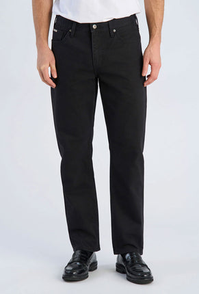 Front image of a model wearing Loose fit jeans in black, by brand Lindbergh